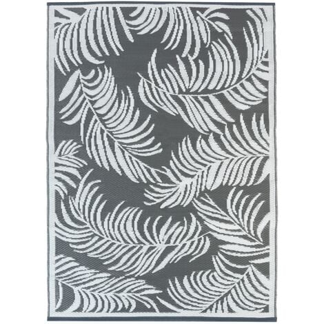 Tapis extérieur COCO tropical gris et blanc 160 x 260 CM - Gris