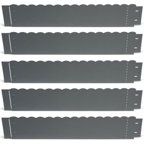 Bordurette de jardin x5 acier gris anthracite vague flexible L. 5 x H. 0.16 M
