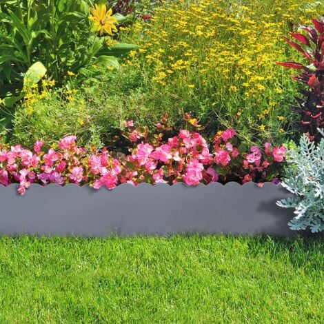 Bordurette de jardin x5 acier gris anthracite vague flexible L. 5 x H. 0.16 M