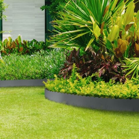 Bordurette de jardin x5 acier gris anthracite vague flexible L. 5 x H. 0.16 M