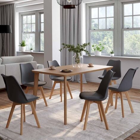 Lot de 6 chaises scandinaves SARA gris foncé pour salle à manger