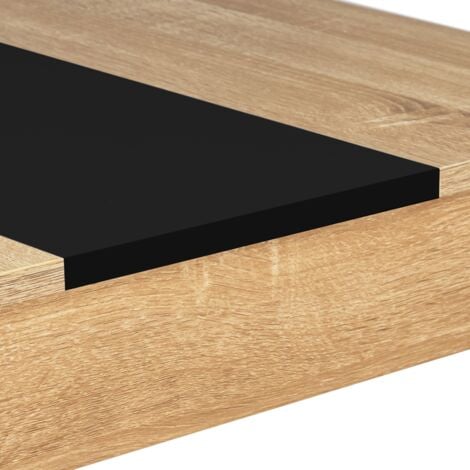 Table à manger rectangle ROZY 6 personnes façon hêtre et noire 110 cm