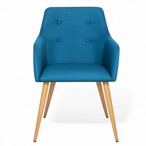 Lot de 2 chaises de salle à manger scandinaves, fauteuils de table DANIA bleu canard