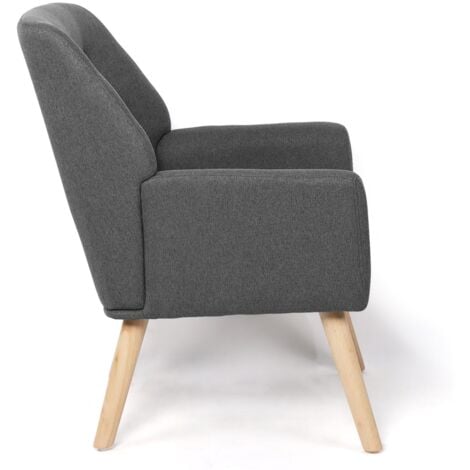 Fauteuil scandinave NAT en tissu gris anthracite