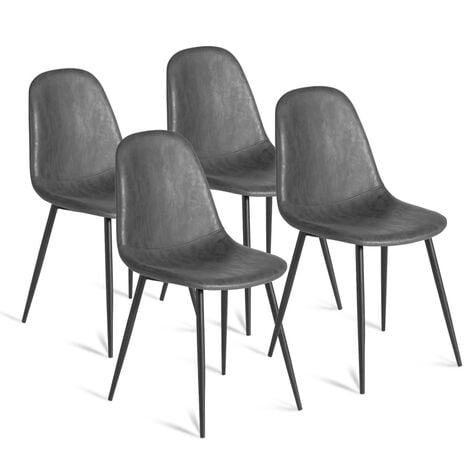 Lot de 4 chaises vintage DALI grises pour salle à manger