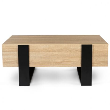 Table basse rectangulaire PHOENIX avec tiroirs 100 cm bois et noir