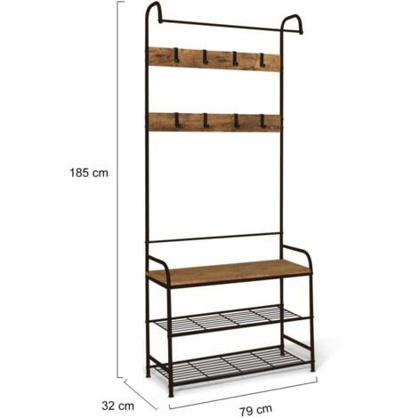 Vestiaire d'entrée PEDRO 79 cm bois et noir design industriel
