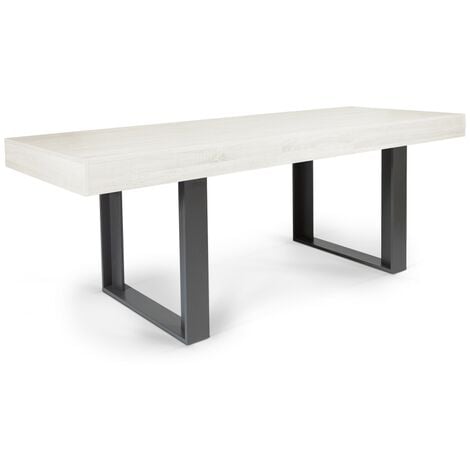 Table à manger extensible PHOENIX 6-10 personnes bois gris 160-200 cm