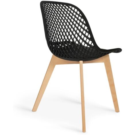 Lot de 4 chaises noires IDMART - MANDY - Pour salle à manger - Noir