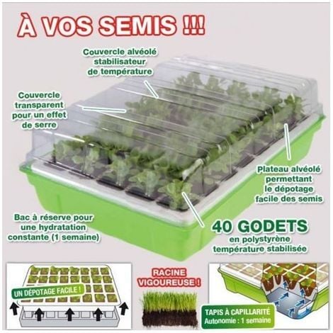 Kit de germination 40 godets lot x2 pour semis