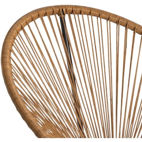 Salon de jardin IDMARKET Izmir - Table et 2 fauteuils oeuf - Cordage effet rotin - Bois-clair