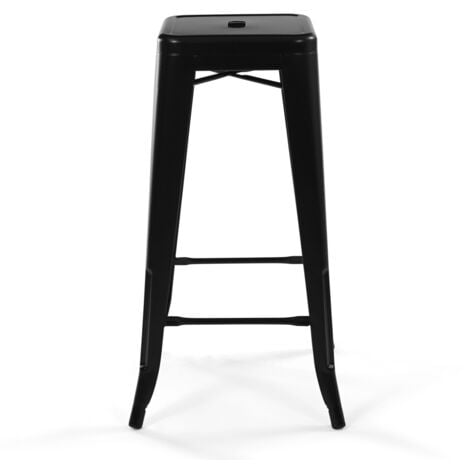 Lot de 4 tabourets de bar LENY métal noir mat empilable aspect brut factory