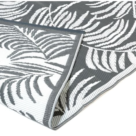 Tapis extérieur COCO tropical gris et blanc 120 x 180 CM