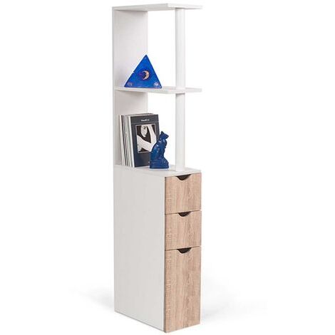 Meuble wc étagère willy bois 3 portes coloris hêtre gain de place pour
