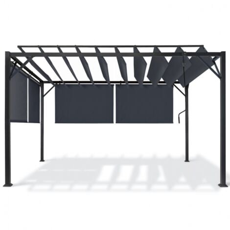 Pergola édition luxe lames orientables 3x4 M et 4 stores gris anthracite
