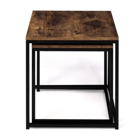 Lot de 2 tables basses gigognes DAYTON 40/45 effet vieilli design industriel