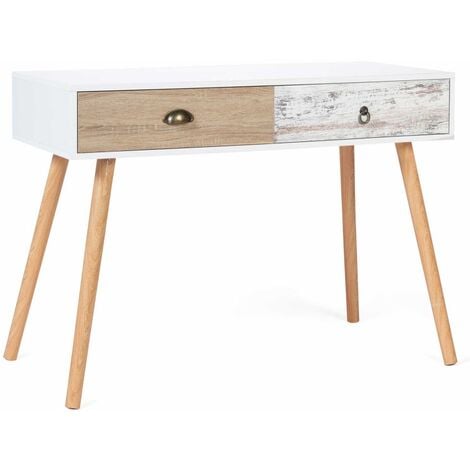 Petit bureau avec 1 tiroir d'inspiration scandinave en bois massif