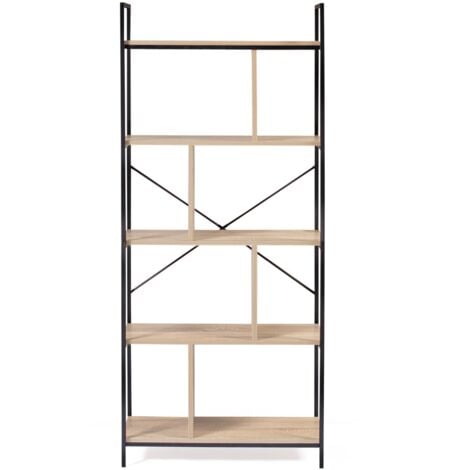 Etagère bibliothèque 5 niveaux DETROIT design industriel 170 cm