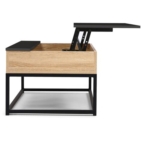 Table basse plateau relevable noir BOSTON design industriel