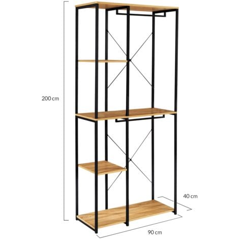 Dressing double penderie étagères L. 90 cm DETROIT design industriel