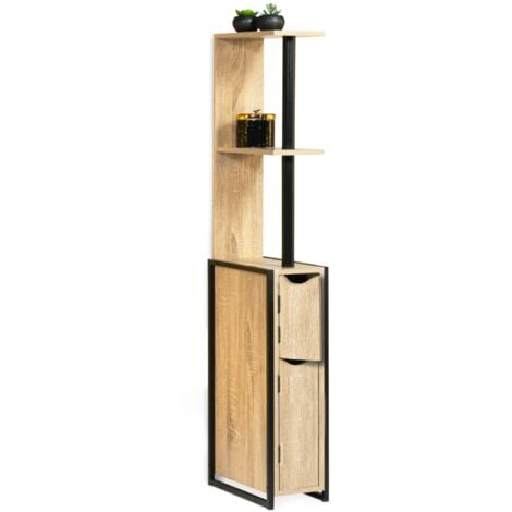 Meuble WC 2 portes DETROIT avec étagères design industriel