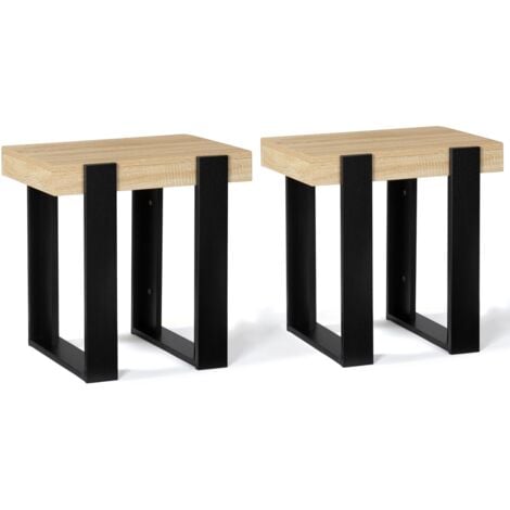Lot de 2 tables de chevet PHOENIX tables d'appoint bois et noir