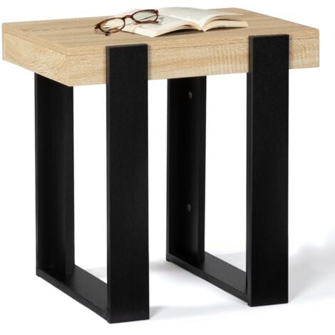 Lot de 2 tables de chevet PHOENIX tables d'appoint bois et noir