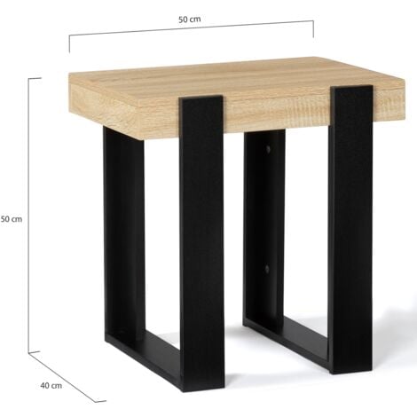Lot de 2 tables de chevet PHOENIX tables d'appoint bois et noir