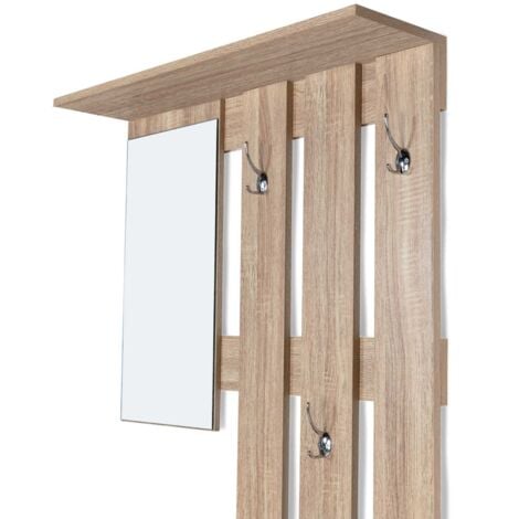 Vestiaire d'entrée avec miroir PAULIN design hêtre portes noires