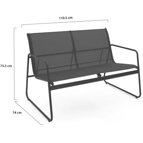 Salon de jardin bas MALAGA 4 places avec canapé, fauteuils et table gris anthracite