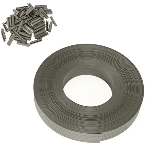 Idmarket – Kit de lamelles occultantes PVC gris clair 60m – Largeur 46mm – Compatible panneaux grillagés – Installation facile avec clips inclus