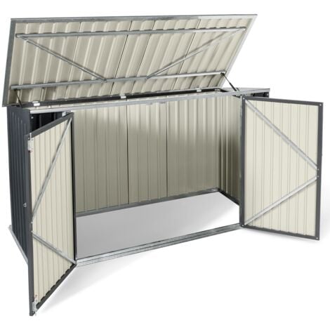 Abri de jardin en métal verrouillable multi-rangement pour stockage vélos, outils, poubelles