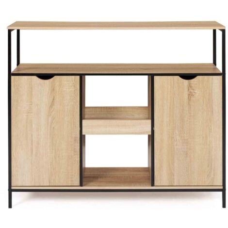 Meuble de bar avec portes et étagères DETROIT design industriel