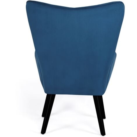 Fauteuil scandinave ANIA en velours bleu