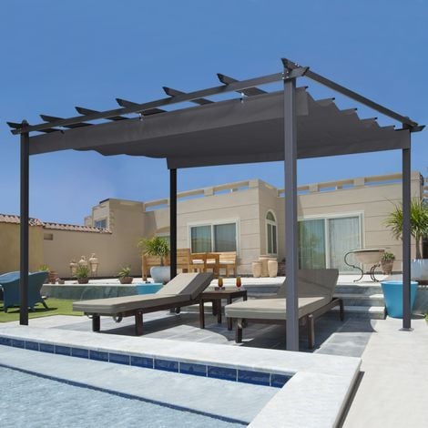 Pergola toit rétractable 4 pieds 3x4 M tonnelle gris anthracite