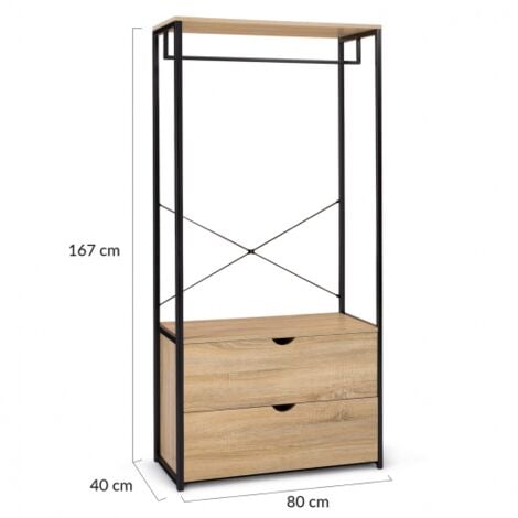 Dressing penderie 2 tiroirs L. 80 cm DETROIT design industriel