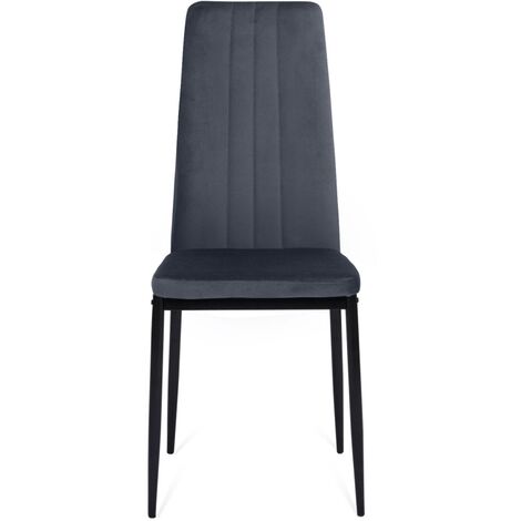 Lot de 6 chaises JULIA en velours gris foncé pour salle à manger