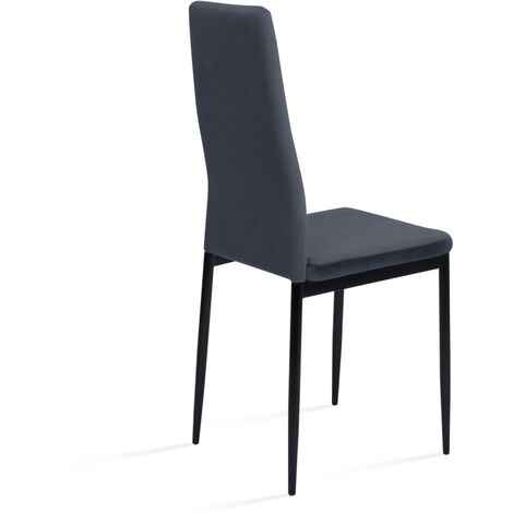 Lot de 6 chaises JULIA en velours gris foncé pour salle à manger