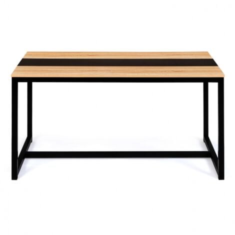 Table à manger rectangle DOVER 6 personnes bande centrale noire design industriel 120 cm