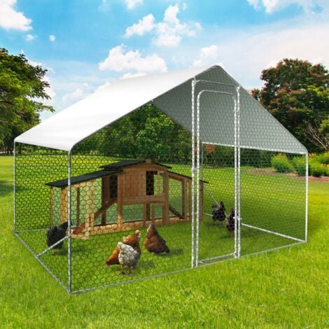 Enclos poulailler IDMARKET - 6 m² parc grillagé - 3x2 M - Acier galvanisé - Naturel