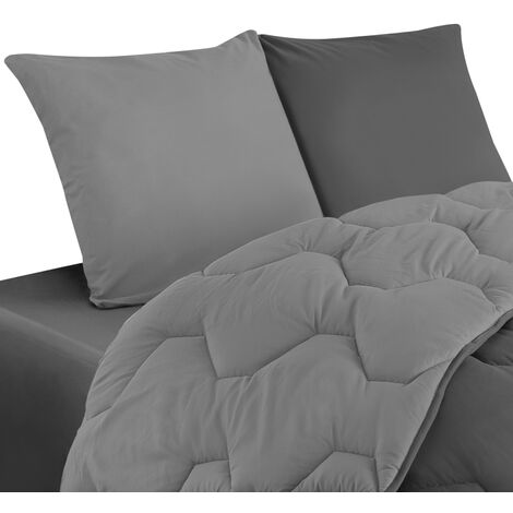 Couette 220x240 CM ZOE polaire biface gris clair et gris 400 gr