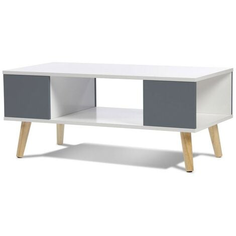 Table basse EFFIE scandinave bois blanc et gris