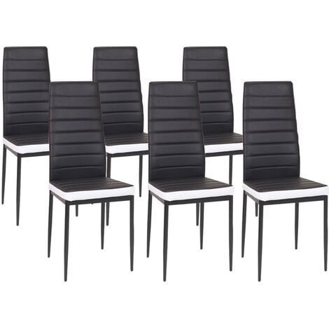 Table à manger blanc mat 140 x 90 cm avec 6 chaises noir [en.casa]