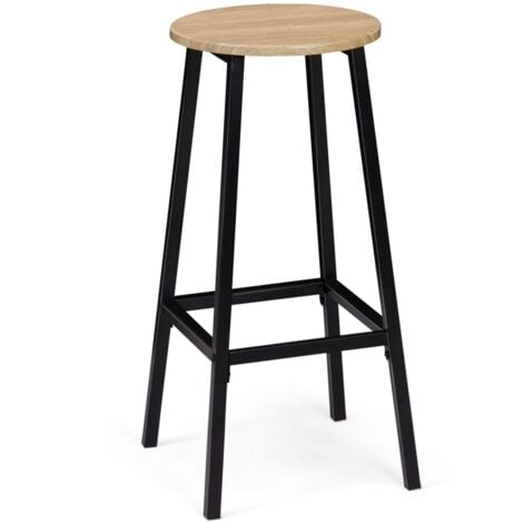 Lot de 4 tabourets de bar DETROIT assise ronde design industriel