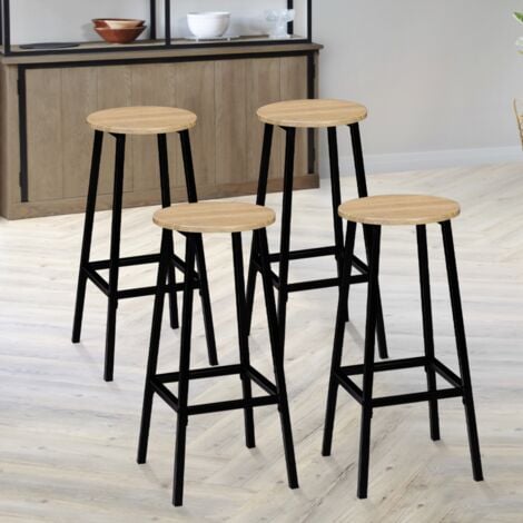 Lot de 4 tabourets de bar DETROIT assise ronde design industriel