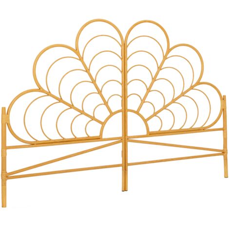 Idmarket – Tête de lit IVY 160 cm – Effet rotin en forme de fleur – Largeur 2,8 cm – Hauteur 113 cm – Fixations murales incluses