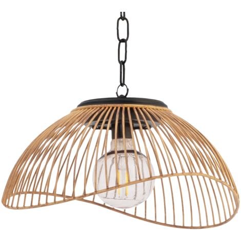 Lampe solaire extérieure SYDNEY suspension en métal effet rotin