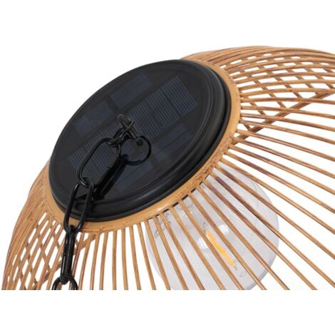 Lampe solaire extérieure SYDNEY suspension en métal effet rotin