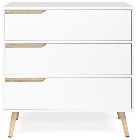 Commode 3 tiroirs HELSINKI 80 cm scandinave blanc