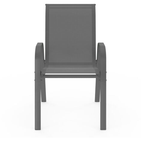 Lot de 6 chaises de jardin LYMA métal et textilène empilables gris anthracite